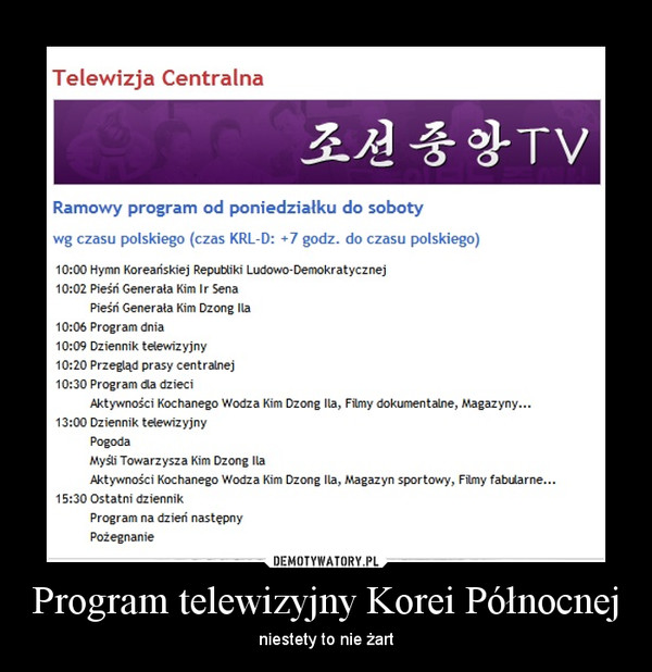 Program telewizyjny Korei Północnej – niestety to nie żart 