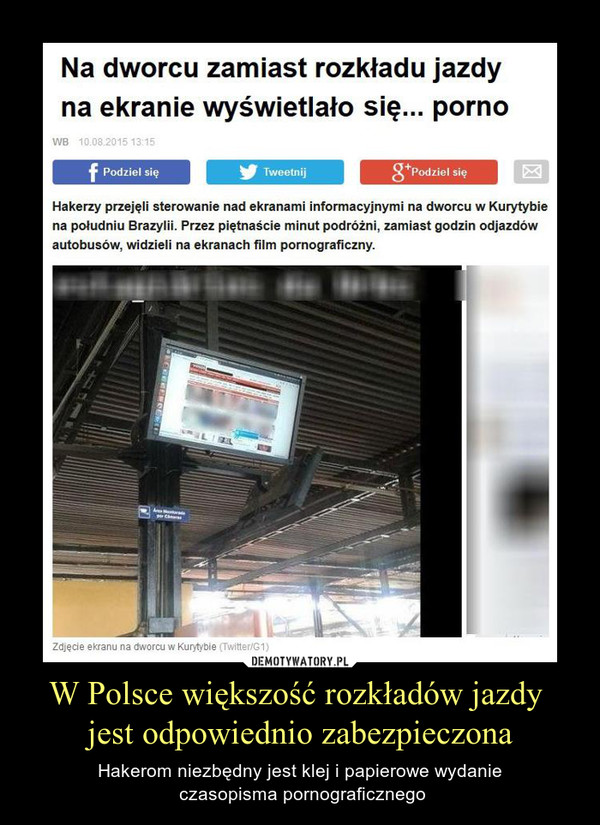 W Polsce większość rozkładów jazdy jest odpowiednio zabezpieczona – Hakerom niezbędny jest klej i papierowe wydanie czasopisma pornograficznego 