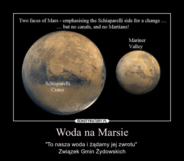 Woda na Marsie – "To nasza woda i żądamy jej zwrotu" Związek Gmin Żydowskich 