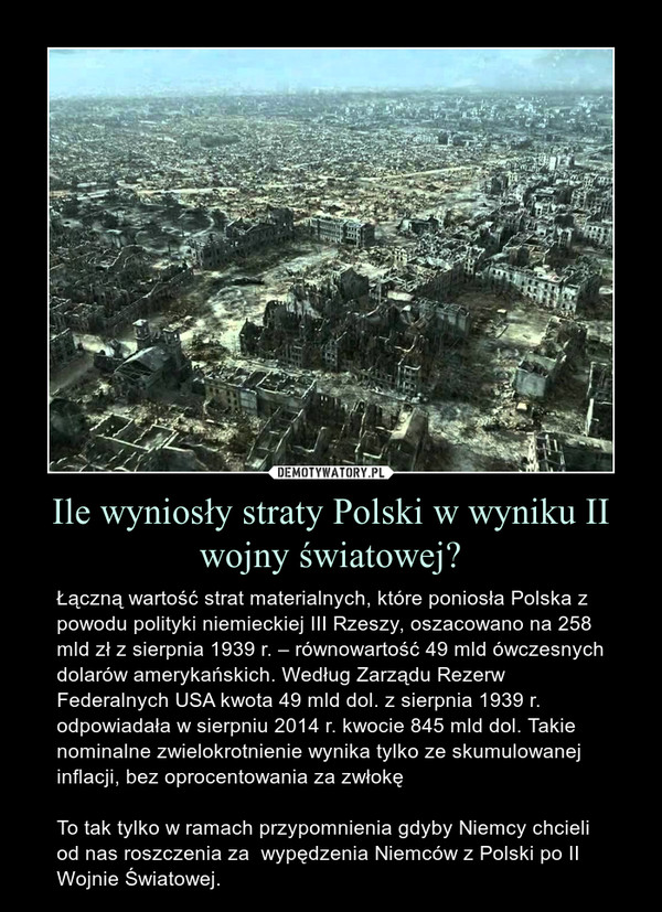 Ile wyniosły straty Polski w wyniku II wojny światowej?