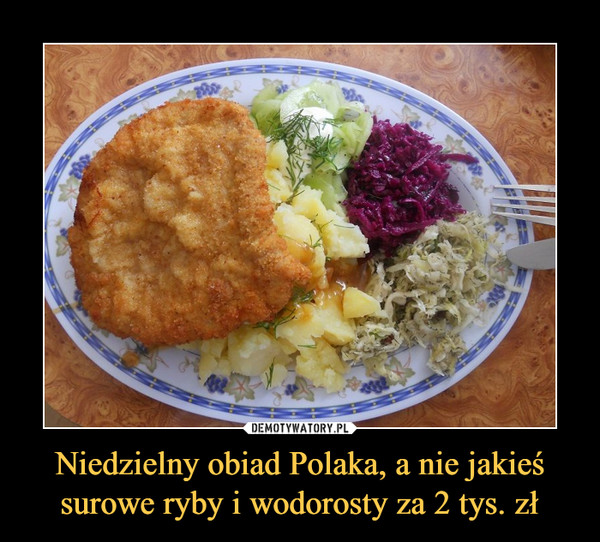 Niedzielny obiad Polaka, a nie jakieś surowe ryby i wodorosty za 2 tys. zł –  