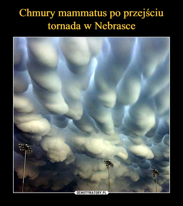 Chmury mammatus po przejściu tornada w Nebrasce