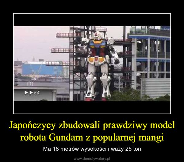 Japończycy zbudowali prawdziwy model robota Gundam z popularnej mangi – Ma 18 metrów wysokości i waży 25 ton 