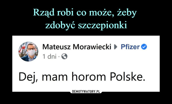  –  Mateusz Morawiecki ► Pfizer Dej, mam horom Polskę.