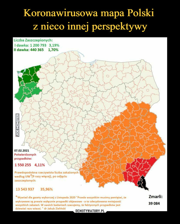 Koronawirusowa mapa Polski 
z nieco innej perspektywy
