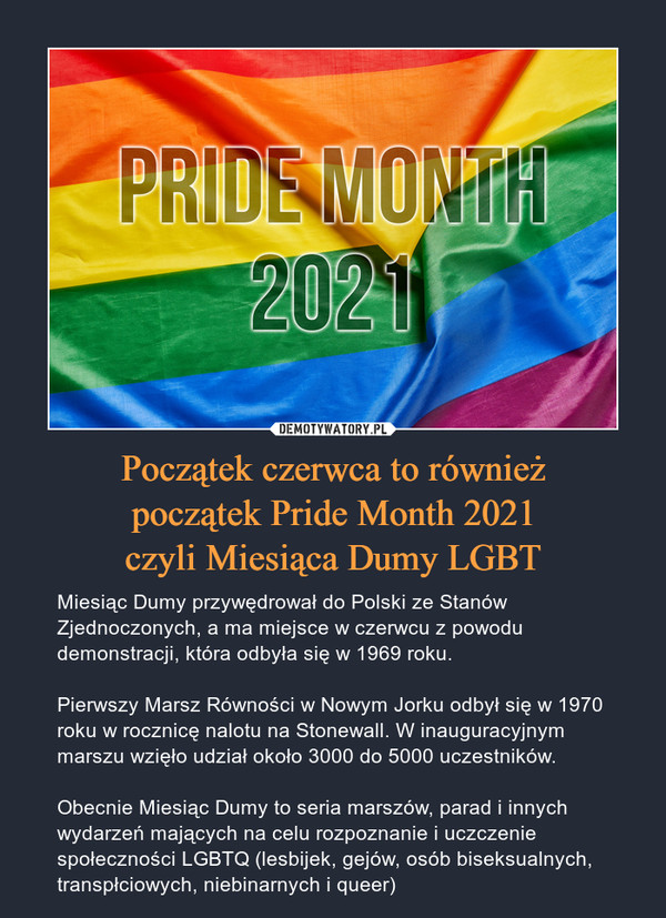 Początek czerwca to również
początek Pride Month 2021
czyli Miesiąca Dumy LGBT