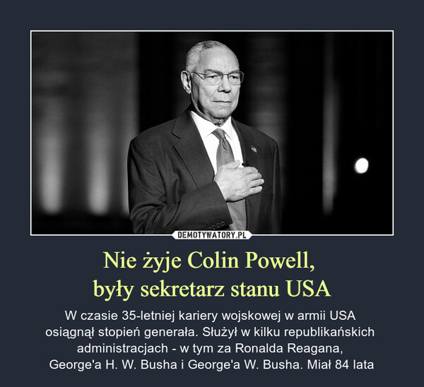 Nie żyje Colin Powell, 
były sekretarz stanu USA