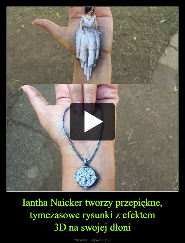 Iantha Naicker tworzy przepiękne, tymczasowe rysunki z efektem3D na swojej dłoni –  