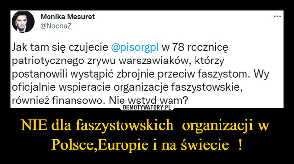 NIE dla faszystowskich  organizacji w  Polsce,Europie i na świecie  ! –  