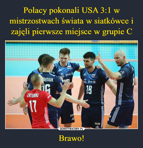 Polacy pokonali USA 3:1 w mistrzostwach świata w siatkówce i zajęli pierwsze miejsce w grupie C Brawo!