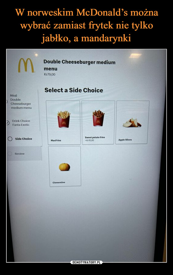 W norweskim McDonald’s można wybrać zamiast frytek nie tylko jabłko, a mandarynki