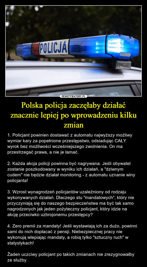 Polska policja zaczęłaby działać znacznie lepiej po wprowadzeniu kilku zmian