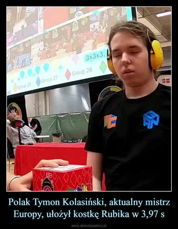 Polak Tymon Kolasiński, aktualny mistrz Europy, ułożył kostkę Rubika w 3,97 s –  922pgtour 25Paroup 276-RU3x3x3,(Group 28P冬