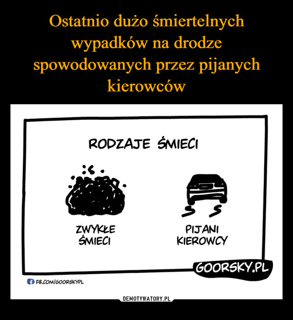  –  RODZAJE ŚMIECIIZWYKŁEŚMIECIPIJANIKIEROWCYFB.COM/GOORSKYPLGOORSKY.PL